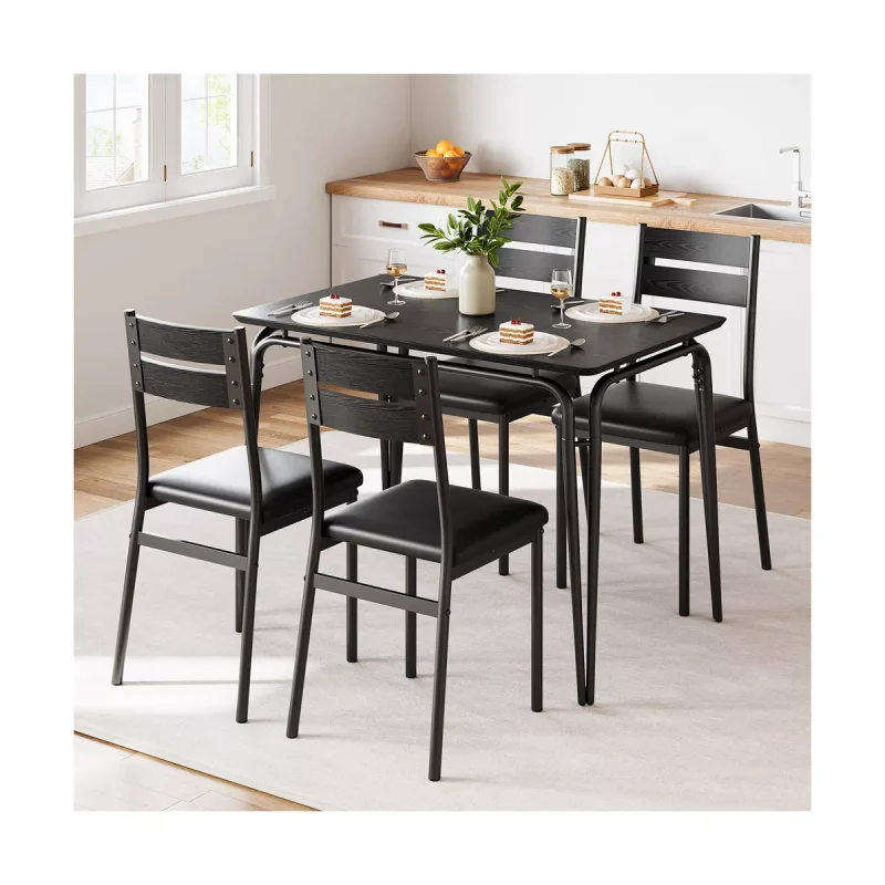 Dining Table for 4, Small Table and Chairs Set of 4, Square Dinette Set for 4, Dinner Table Set, 5 Piece Kitchen & Dining Room Sets for Small Space