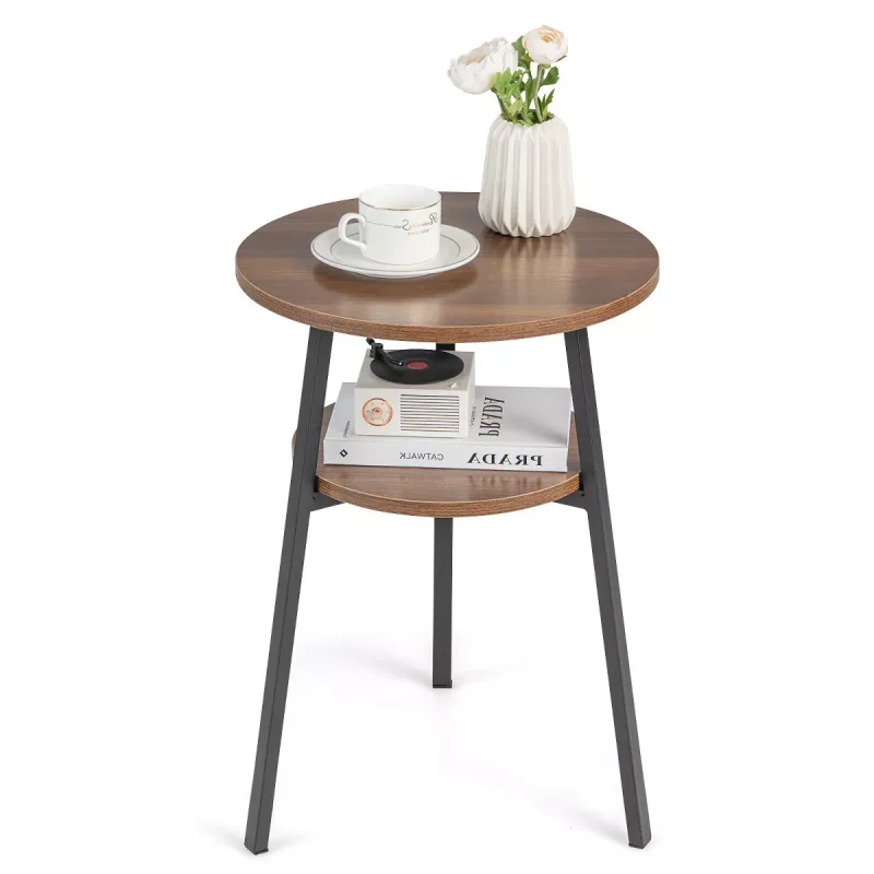 2-tier Accent Coffee Tea Table Nightstand Bedside Table w/ Storage Shelf